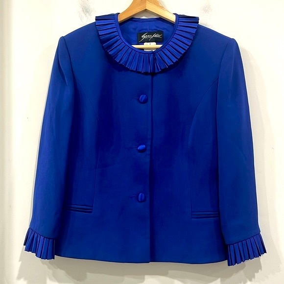 Vintage Sunny Choi Sapphire Button up Blazer Jacket Ruffle size 8 - Picture 1 of 11